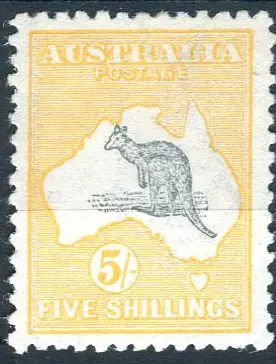 5/- grey-black & deep yellow with inverted wmk. ... Image 1++