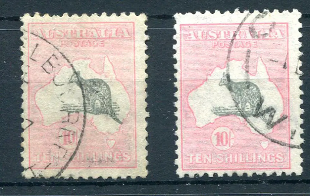 10/- grey & pink fine used with crisp Melbourne ... Image 1++