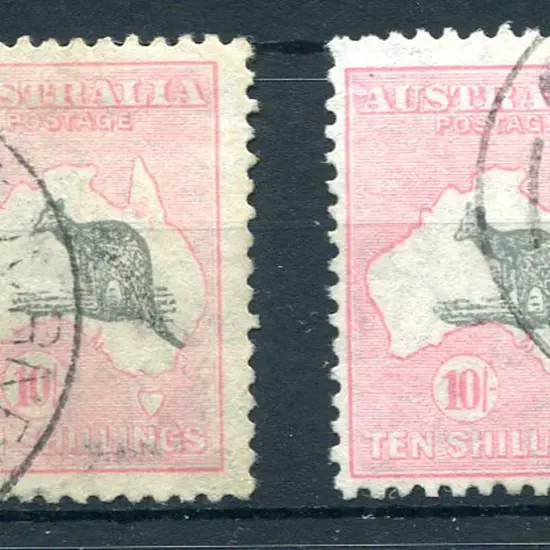 10/- grey & pink fine used with crisp Melbourne ...