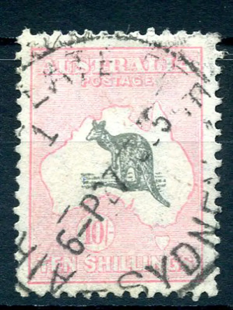 10/- grey & pink with "ewe faced kangaroo" ... Image 1++