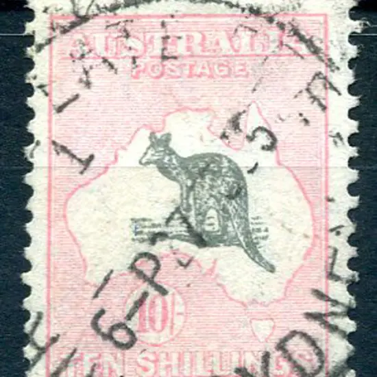 10/- grey & pink with "ewe faced kangaroo" ...