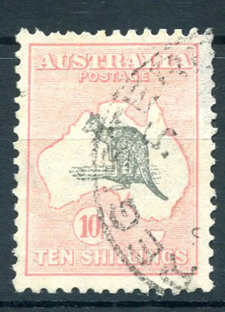 10/- grey & pink with "muzzled kangaroo" variety. ... Image 1++