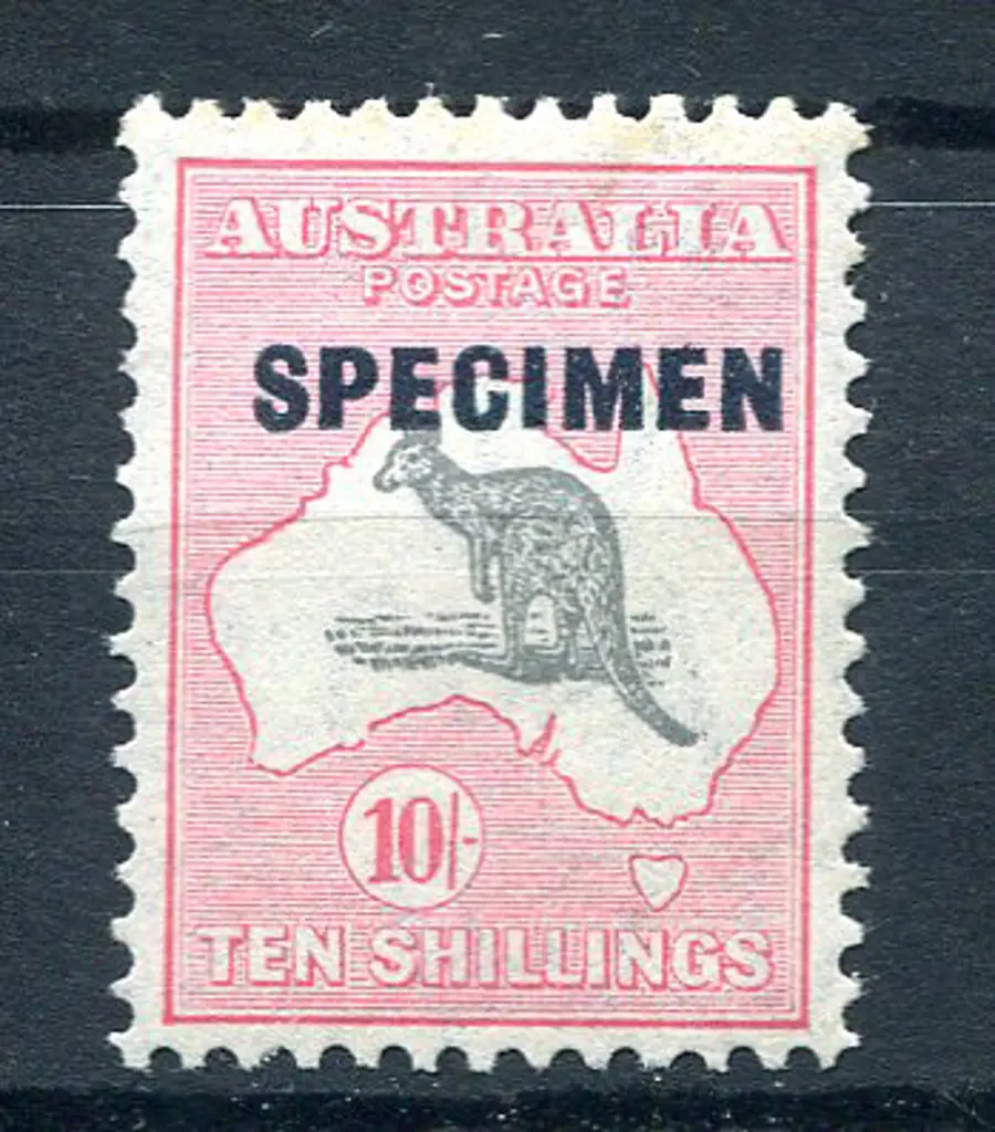 10/- grey & pink ovptd "SPECIMEN" type D. MVLH ... Image 1++