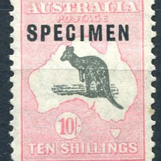 10/- dark grey & aniline pink ovptd "SPECIMEN" ...
