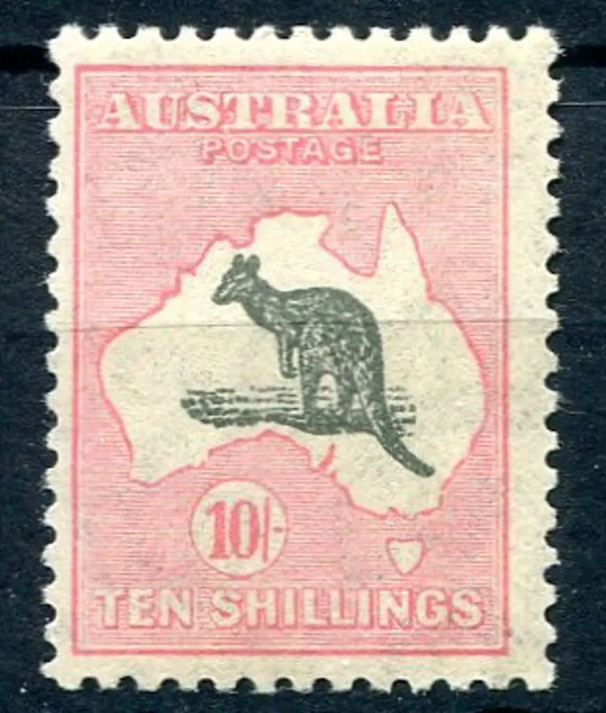 10/- dark grey & aniline-pink. MLH with tanned gum ... Image 1++