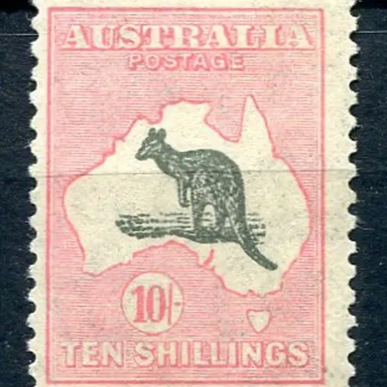 10/- dark grey & aniline-pink. MLH with tanned gum ...