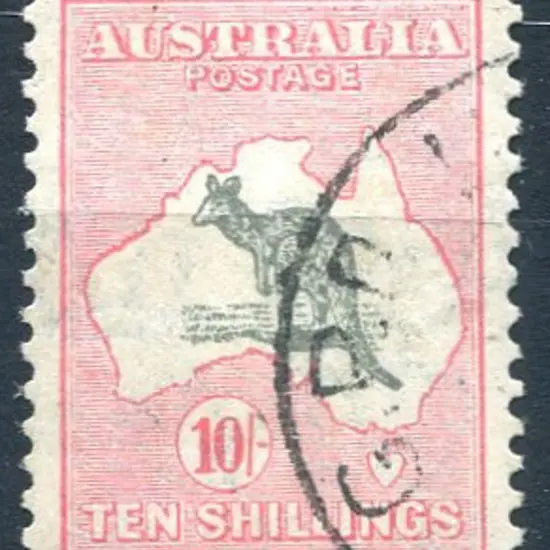 10/- grey & aniline pink with "Ewe-faced kangaroo" ...