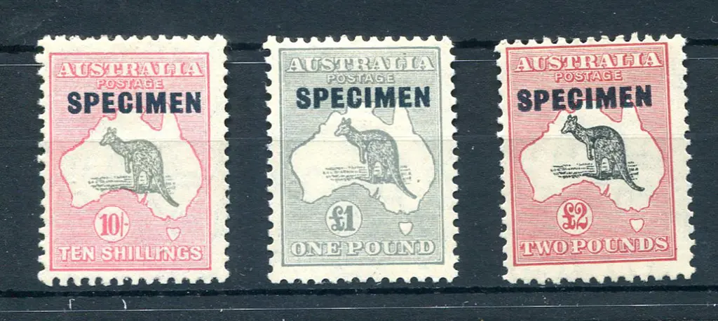 10/- grey-black & rose-crimson, £1 grey & £2 ... Image 1++