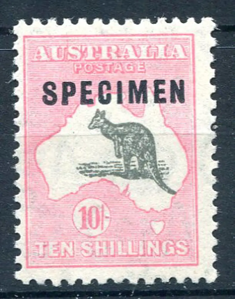 10/- grey-black & pale rose-crimson ovptd ... Image 1++