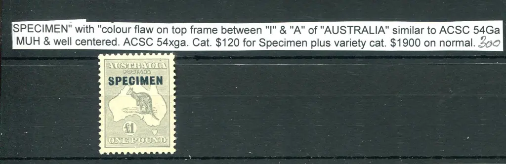 £1 grey ovptd "SPECIMEN" type D with "colour flaw ... Image 1++