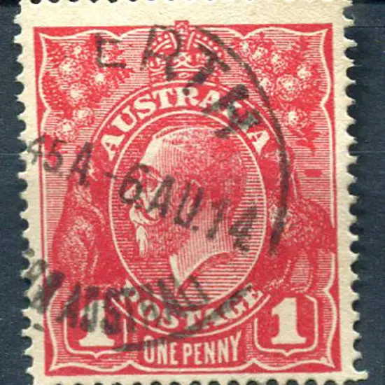 1d carmine-red with "white spot in SE corner" ...