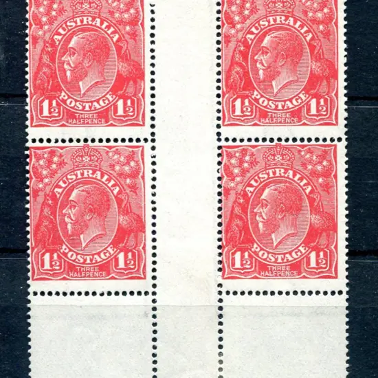 1½d red, Die I, plate 23 no imprint (Mullet) block ...