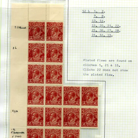 2d red-brown, electro 12 irregular block of 19 ...
