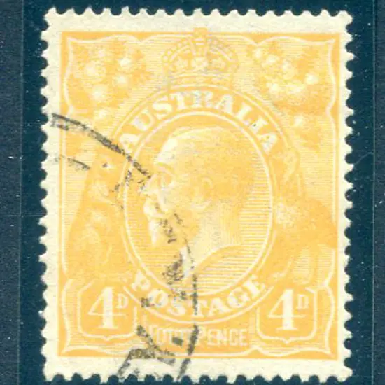 4d yellow-orange with "line through FOUR PENCE" ...