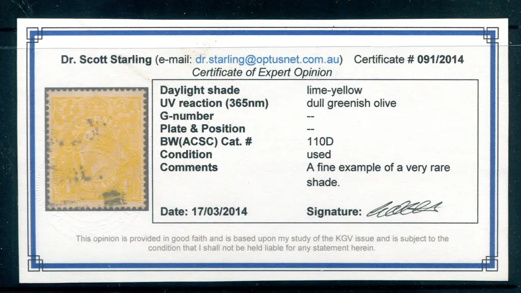 4d lime-yellow. A used example of this very rare ... Image 1++