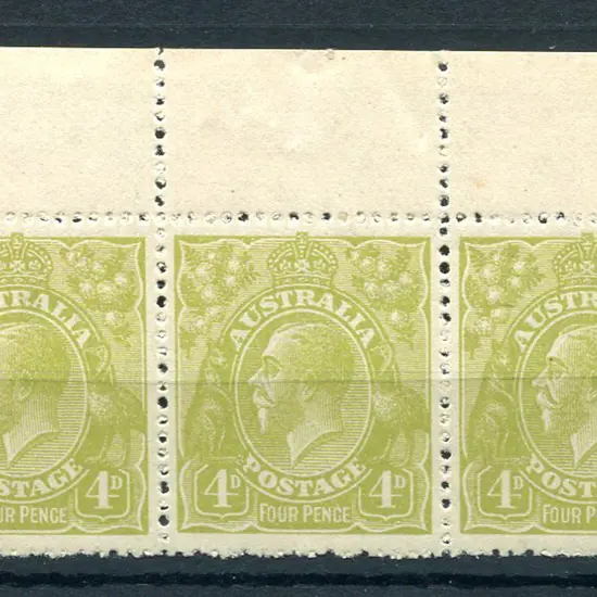 4d greenish olive top selvedge strip of 3 on ...