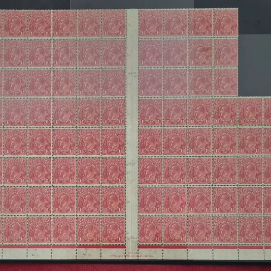 1½d red plate 4 large part sheet of 90 with ...