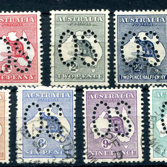 1913 ½d green to 2/- brown, 1st wmk perfined large ...