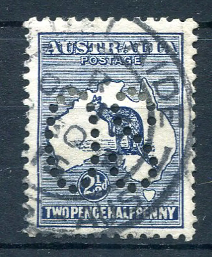 1913 2½d indigo, 1st wmk perfined large "OS" with ... Image 1++