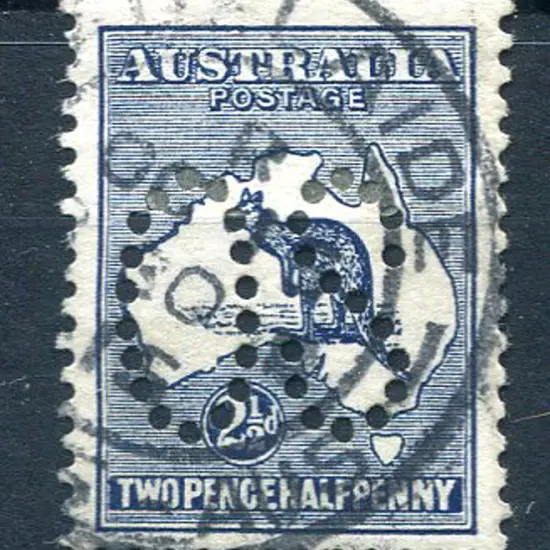 1913 2½d indigo, 1st wmk perfined large "OS" with ...