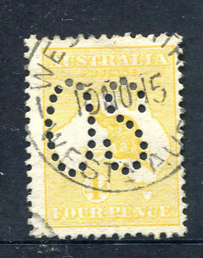 1913 4d orange-yellow, 1st wmk perfined large ... Image 1++
