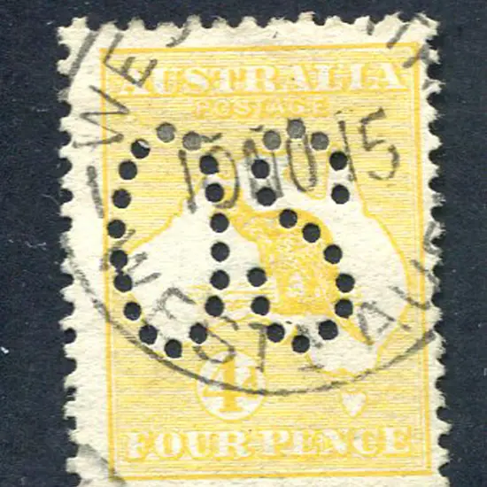 1913 4d orange-yellow, 1st wmk perfined large ...
