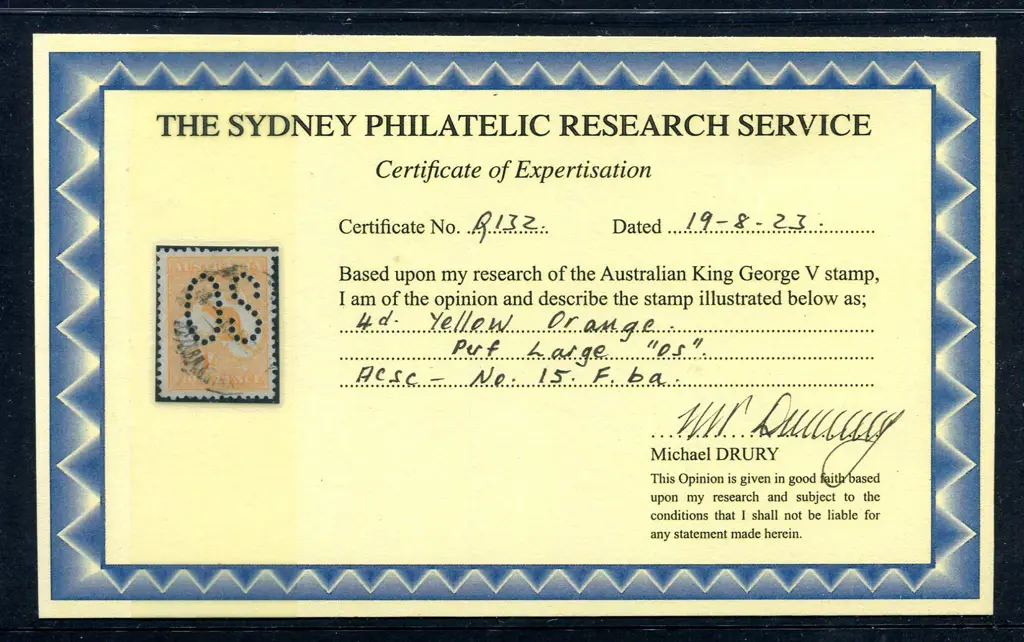 1913 4d yellow-orange, 1st wmk perfined large ... Image 1++