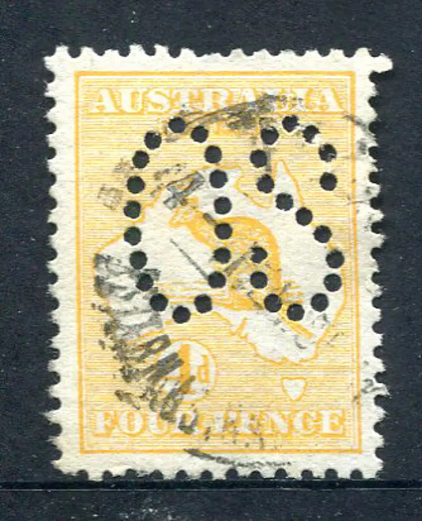 1913 4d yellow-orange, 1st wmk perfined large ... Image 1++