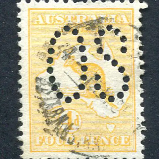 1913 4d yellow-orange, 1st wmk perfined large ...