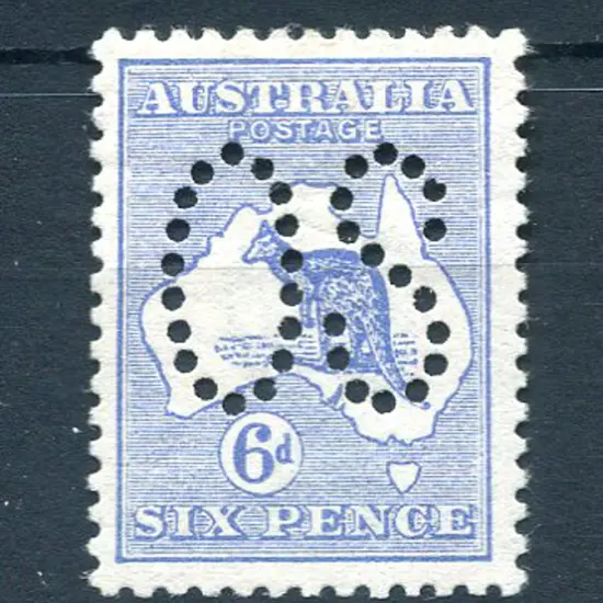 1913 6d ultramarine, 1st wmk perfined large "OS". ...