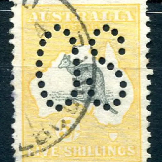 1913 5/- grey & yellow, 1st wmk perfined large ...
