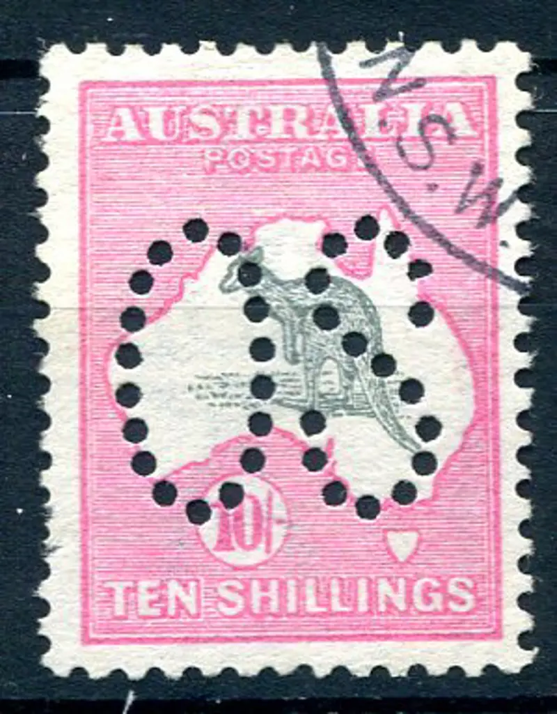 1913 10/- grey & pink, 1st wmk perfined large ... Image 1++