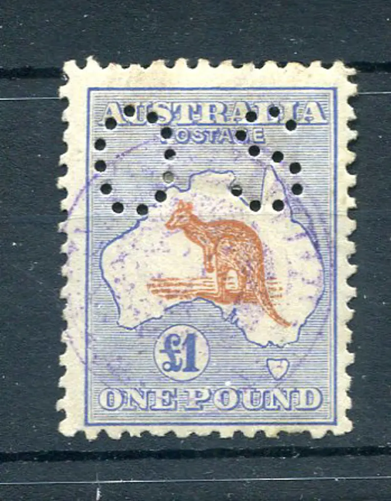1913 £1 red-brown & blue, 1st wmk perfined small ... Image 1++