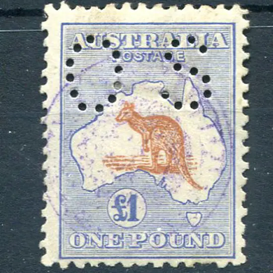 1913 £1 red-brown & blue, 1st wmk perfined small ...