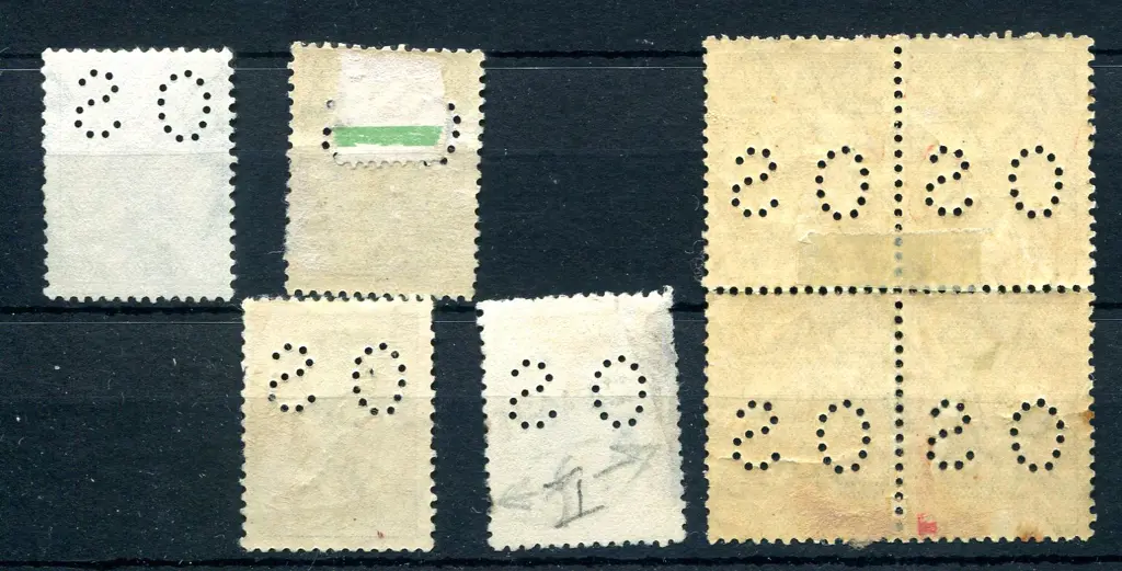 1915 2d, 6d, 9d & 5/- 2nd wmk perfined small "OS" ... Image 1++