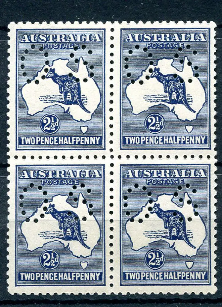 1915 2½d deep blue, 3rd wmk block of 4 perfined ... Image 1++