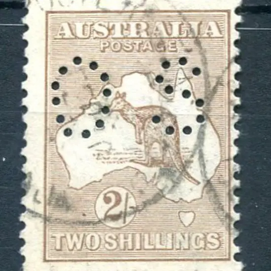 1915 2/- brown, 2nd wmk perfined small "OS". Good ...