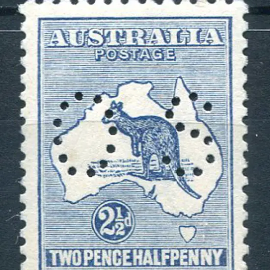 1915/28 2½d blue, 3rd wmk perfined small "OS". ...