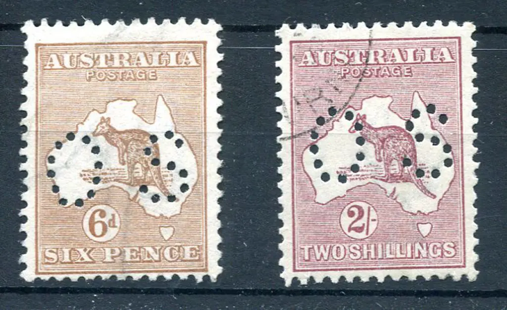 1915/28 6d chestnut & 2/- maroon, 3rd wmk perfined ... Image 1++