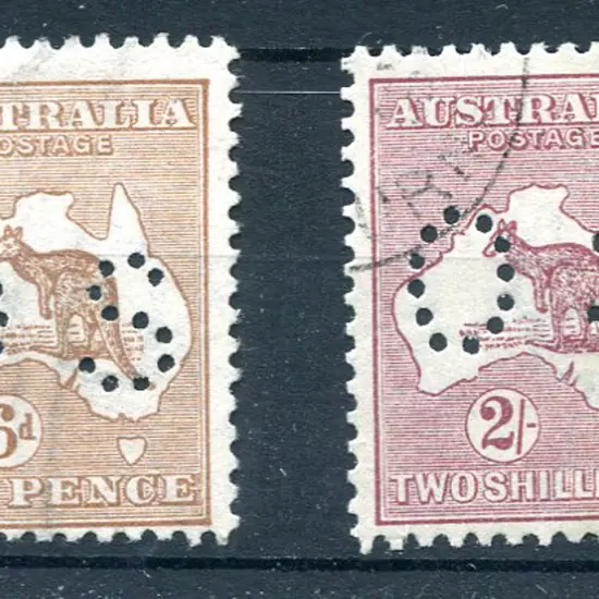 1915/28 6d chestnut & 2/- maroon, 3rd wmk perfined ...