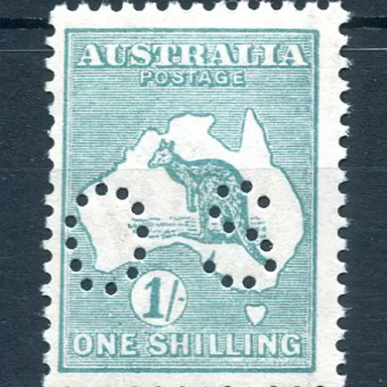 1915/28 1/- blue-green, 3rd wmk perfined small ...