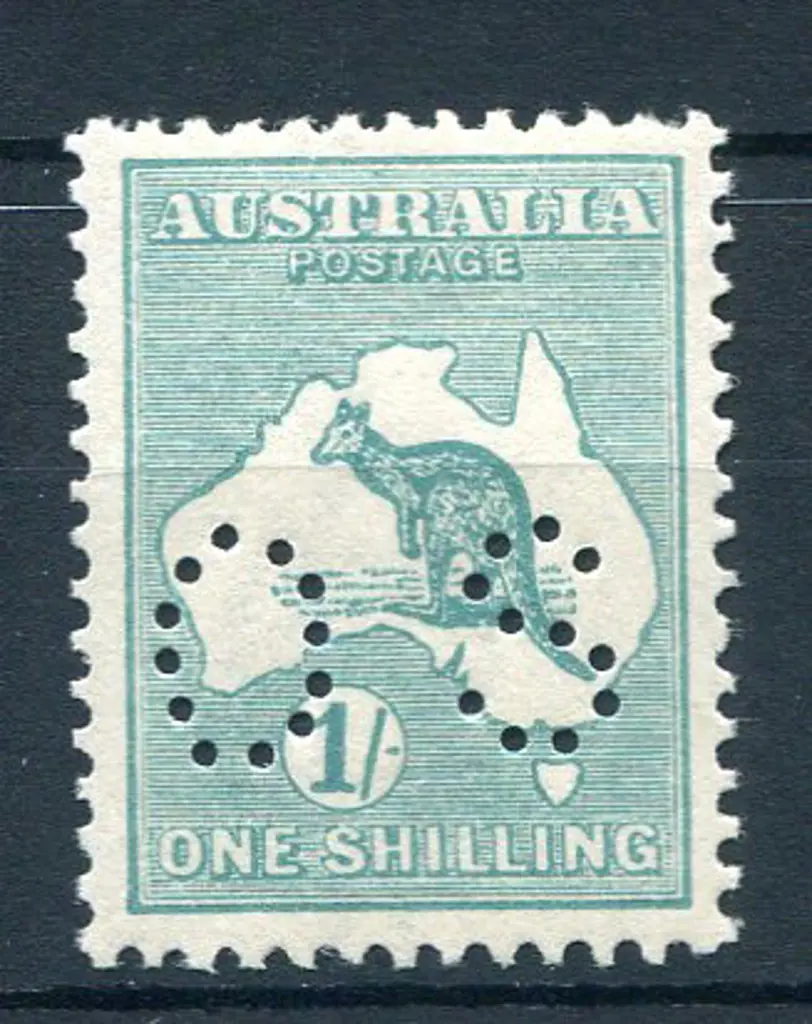 1915/28 1/- blue-green, Die IIB, 3rd wmk perfined ... Image 1++