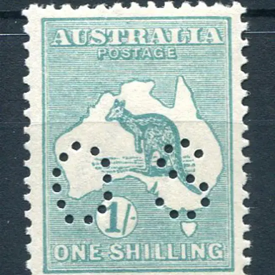 1915/28 1/- blue-green, Die IIB, 3rd wmk perfined ...