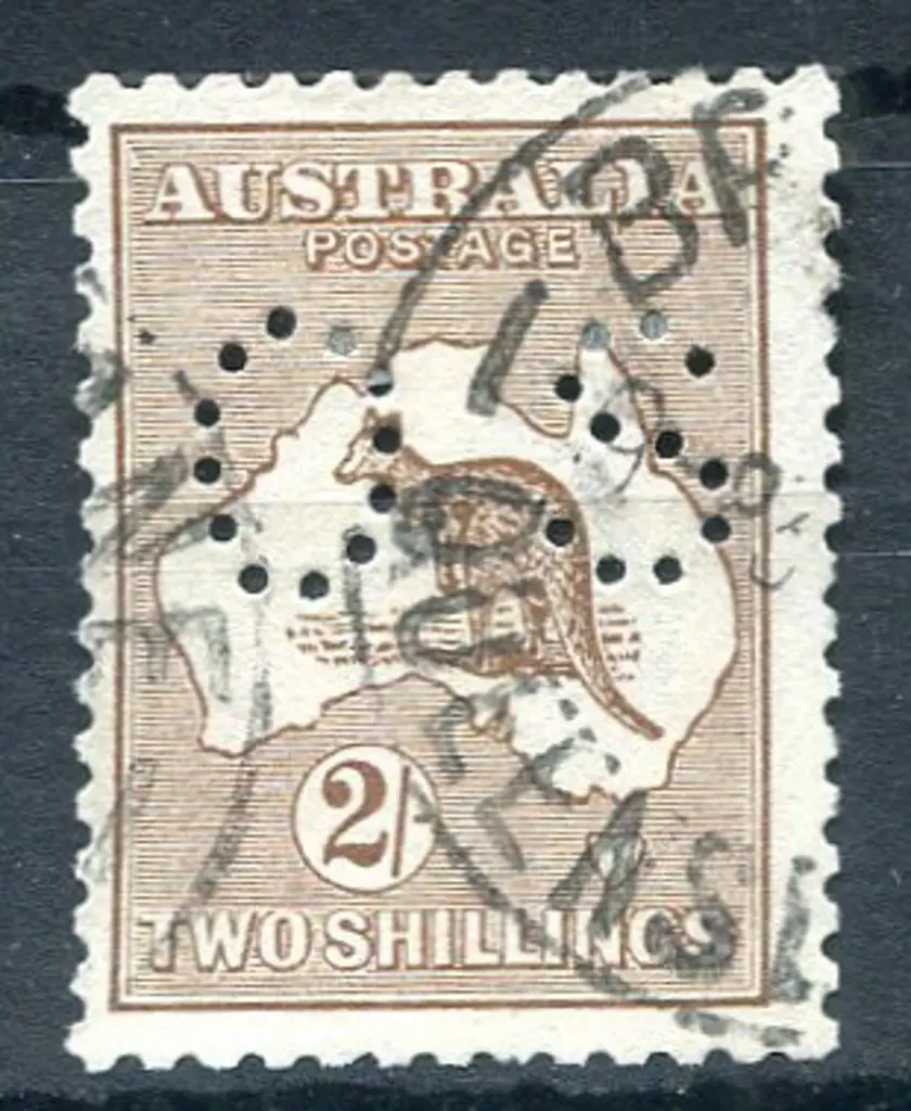 1915/28 2/- brown, 3rd wmk inverted & perfined ... Image 1++