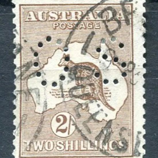 1915/28 2/- brown, 3rd wmk inverted & perfined ...