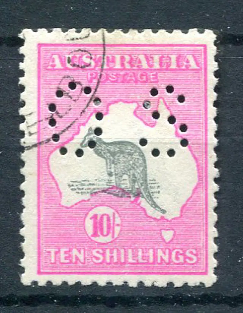 1915/28 10/- & deep aniline-pink, 3rd wmk perfined ... Image 1++