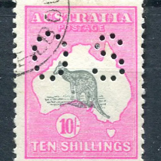 1915/28 10/- & deep aniline-pink, 3rd wmk perfined ...