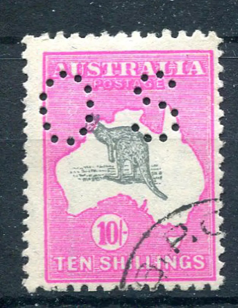 1915/28 10/- & deep aniline-pink, 3rd wmk perfined ... Image 1++