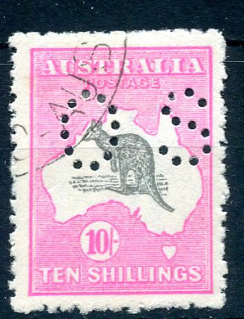 1915/28 10/- grey & pale aniline pink, 3rd wmk ... Image 1++