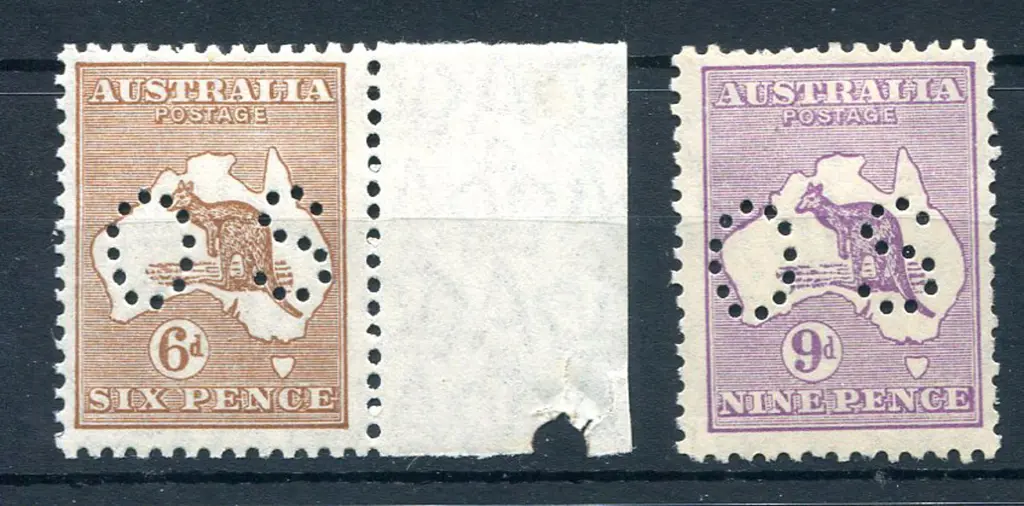 1929/30 6d brown with right margin MUH & 9d ... Image 1++